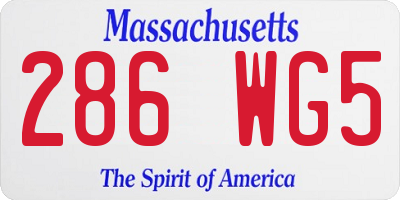 MA license plate 286WG5