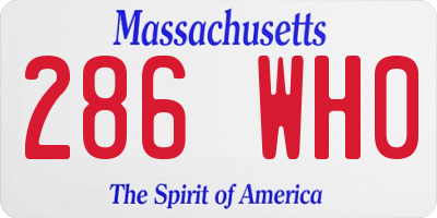 MA license plate 286WH0