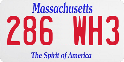 MA license plate 286WH3