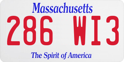 MA license plate 286WI3