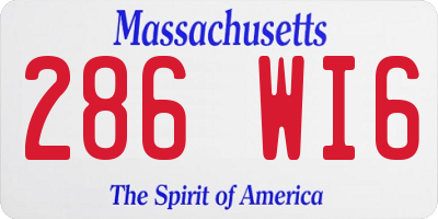 MA license plate 286WI6