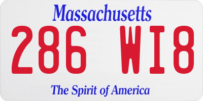 MA license plate 286WI8