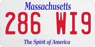 MA license plate 286WI9