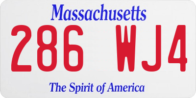 MA license plate 286WJ4