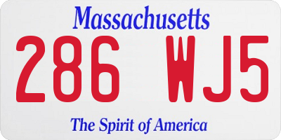 MA license plate 286WJ5