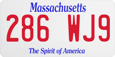 MA license plate 286WJ9