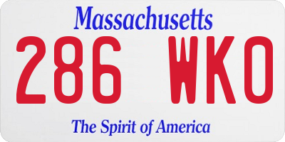 MA license plate 286WK0