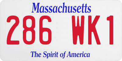 MA license plate 286WK1