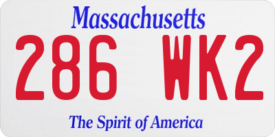MA license plate 286WK2