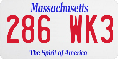 MA license plate 286WK3