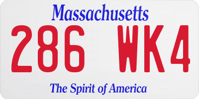 MA license plate 286WK4