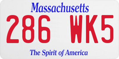 MA license plate 286WK5