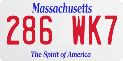 MA license plate 286WK7