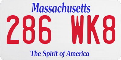 MA license plate 286WK8