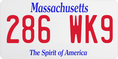 MA license plate 286WK9