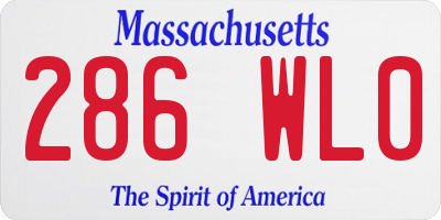 MA license plate 286WL0