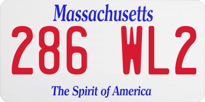 MA license plate 286WL2