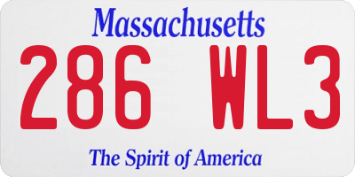 MA license plate 286WL3