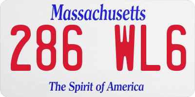 MA license plate 286WL6