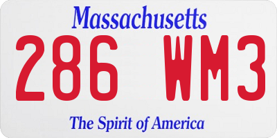 MA license plate 286WM3