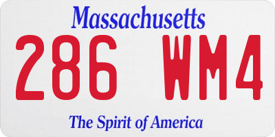 MA license plate 286WM4