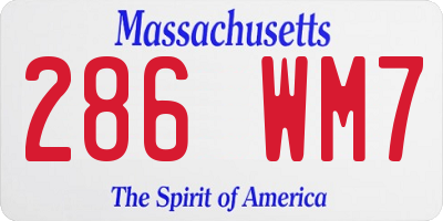 MA license plate 286WM7