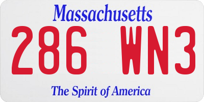 MA license plate 286WN3