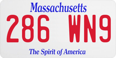 MA license plate 286WN9