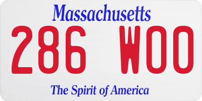 MA license plate 286WO0
