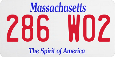 MA license plate 286WO2