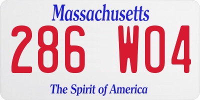 MA license plate 286WO4