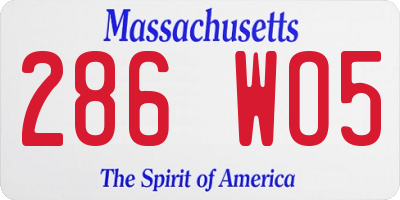 MA license plate 286WO5