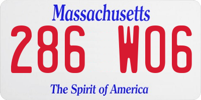 MA license plate 286WO6