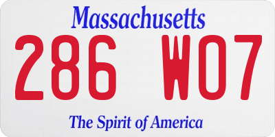 MA license plate 286WO7