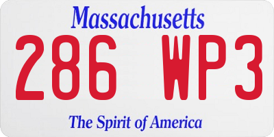 MA license plate 286WP3