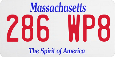 MA license plate 286WP8