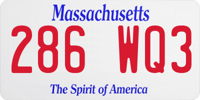 MA license plate 286WQ3
