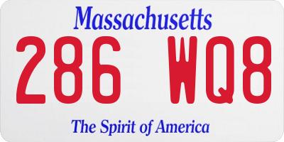 MA license plate 286WQ8