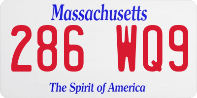 MA license plate 286WQ9