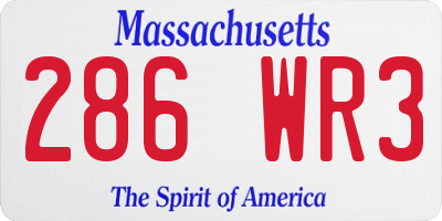 MA license plate 286WR3