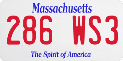 MA license plate 286WS3