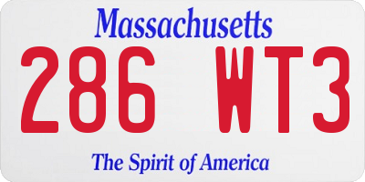 MA license plate 286WT3