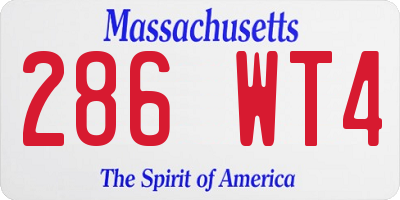 MA license plate 286WT4