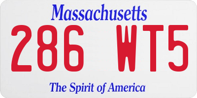 MA license plate 286WT5
