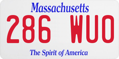 MA license plate 286WU0