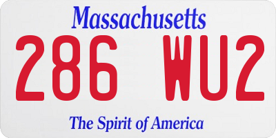 MA license plate 286WU2