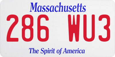 MA license plate 286WU3