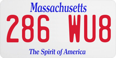 MA license plate 286WU8
