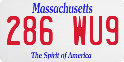MA license plate 286WU9