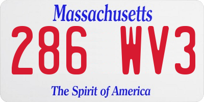 MA license plate 286WV3